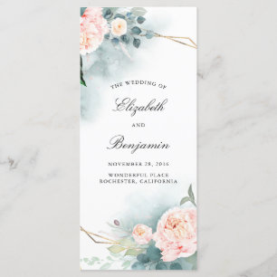Programas de matrimonio de flores verdes y rosas