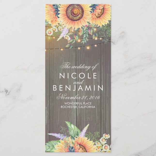 Programas de matrimonio de naves rústicas de Sunfl (Anverso)