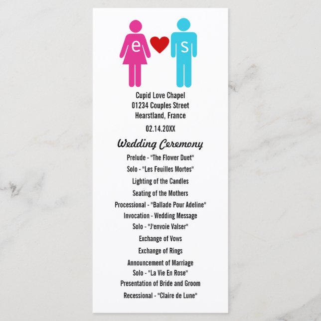 Programas de matrimonio de parejas de amor monogra (Anverso)