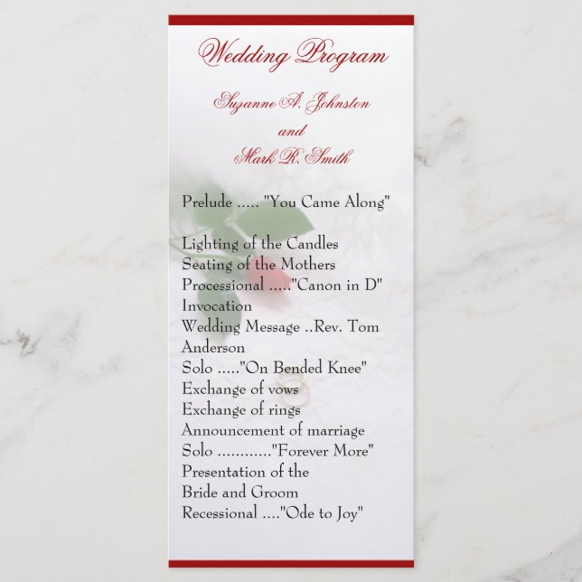 Programas de matrimonio Rosa (Anverso)