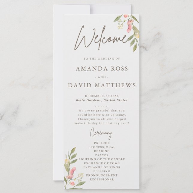 Programas de matrimonio simple y elegante para las (Anverso)