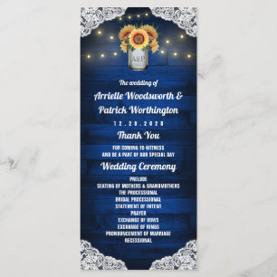 Programas de matrimonio Sunflower Mason Jar Wood L