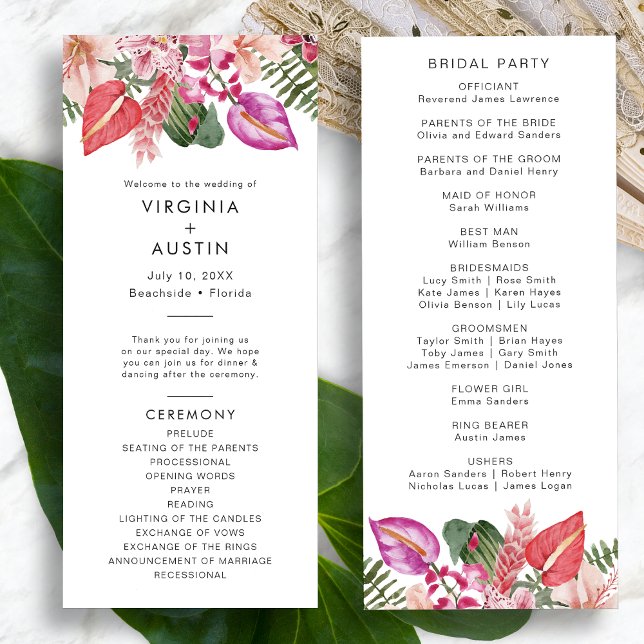 Programas de matrimonio tropical (Tropical Watercolor Floral Wedding Programs by Painted Paperie
)