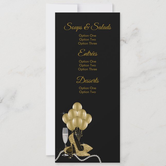 Programas de menú de fiesta de cumpleaños para muj (Anverso)