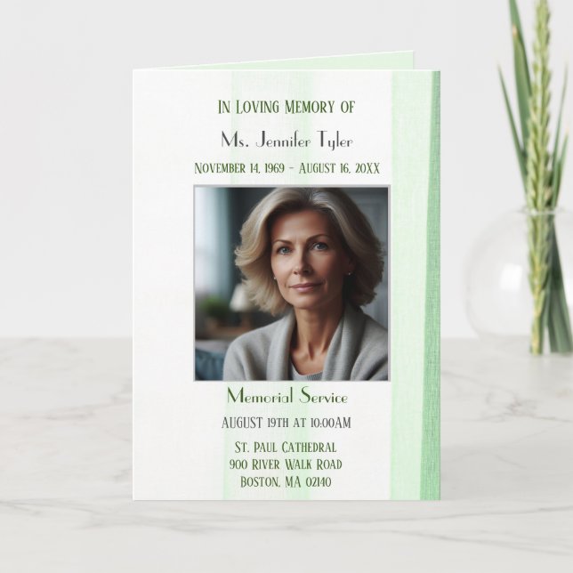 Programas de servicio de Bereavement Green Obituar (Anverso)