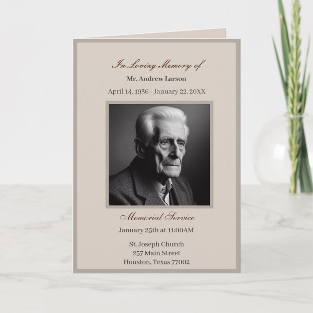 Programas de Servicio de Beret Obituario Elegante (Anverso)