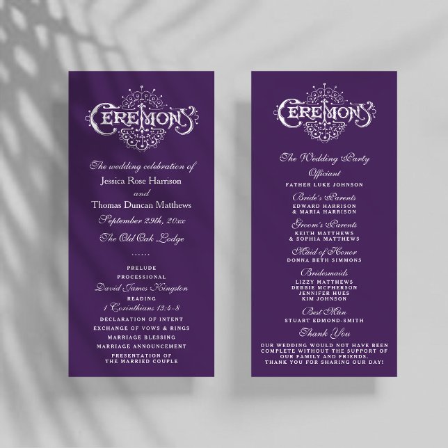 Programas Elegantes De Ceremonia Boda Púrpura Y Bl (Subido por el creador)