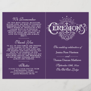 Programas Elegantes De Ceremonia Boda Púrpura Y Bl