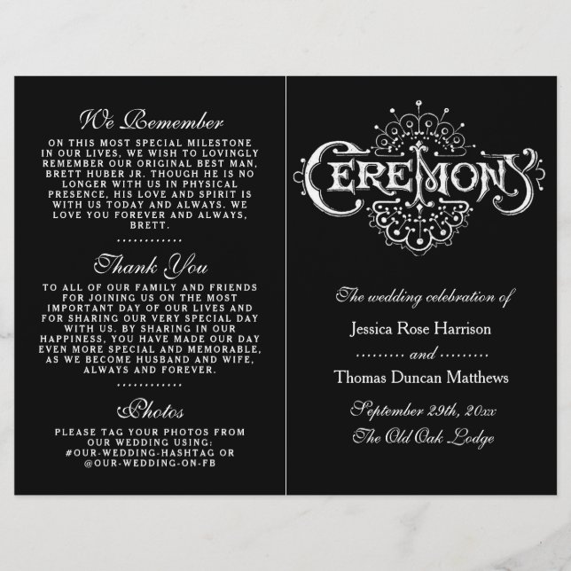 Programas Elegantes De Ceremonia De Boda Blanco Y  (Anverso)