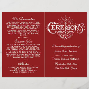 Programas Elegantes De Ceremonia De Bodas Rojos Y 