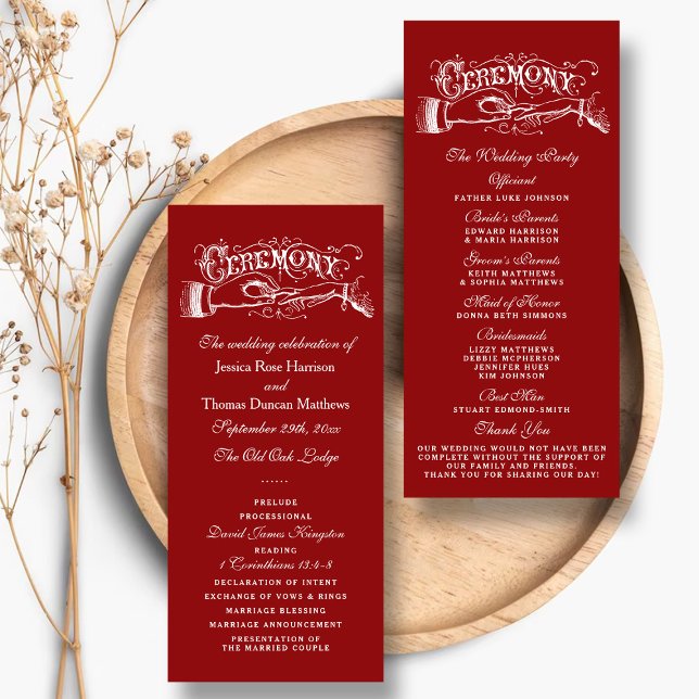 Programas Elegantes De Ceremonia De Bodas Rojos Y  (Subido por el creador)