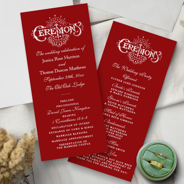 Programas Elegantes De Ceremonia De Bodas Rojos Y  (Subido por el creador)