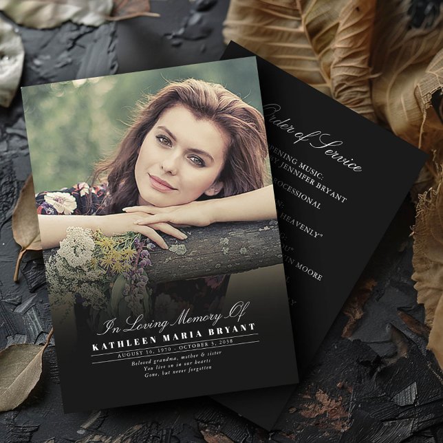 Programas Elegantes De Ceremonia Funeral Con Foto (Order of Service Funeral Ceremony Programs With Photo)