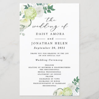 Programas florales blancos y verdes de rosa blanca