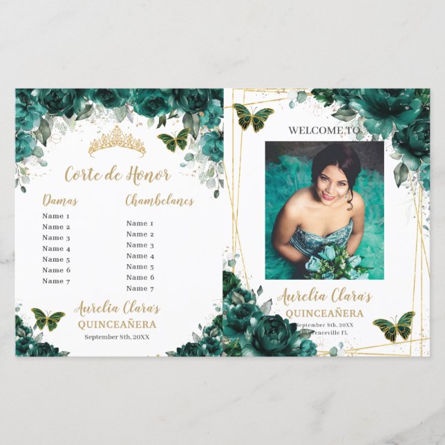 Programas fotográficos Quinceanera de floral esmer (Anverso)