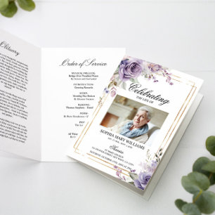 Programas funerarios conmemorativos púrpura y Rubo