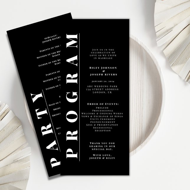Programas minimalistas de bodas en blanco y negro (Subido por el creador)