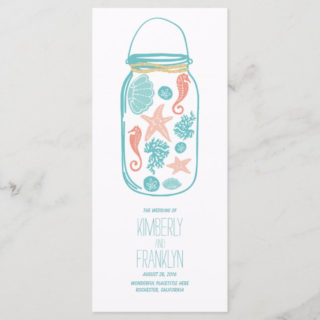 Programas Nautical Mason Jar White Seaside Wedding (Anverso)