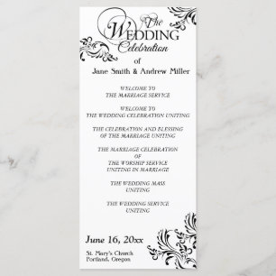 Programas negros y blancos simples de la boda del