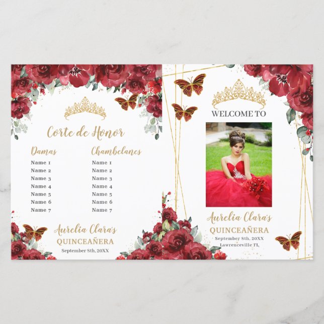 Programas para eventos fotográficos Quinceanera (Anverso)