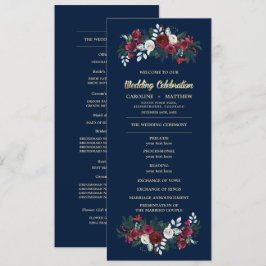 Programas planos de Boda floral de la Marina Azul 