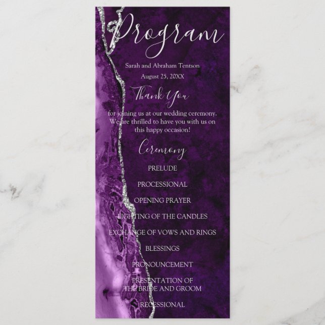 Programas Purple Formal de Boda de Lujo Minimalist (Anverso)