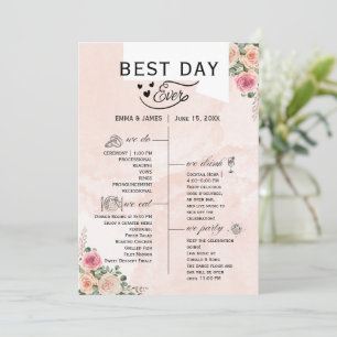 Programas románticos de boda floral con crema rosa