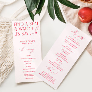 Programas Rubor Pink & Red Modern Bright Wedding
