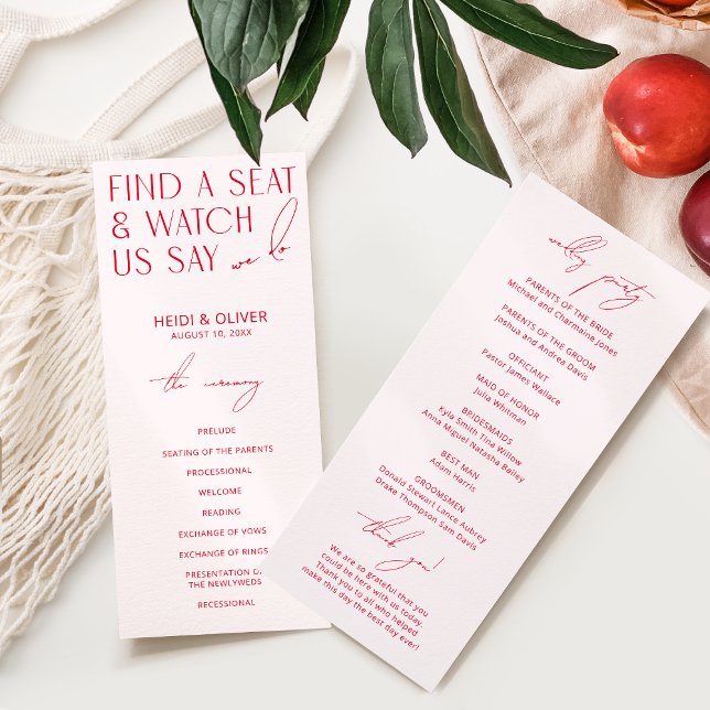 Programas Rubor Pink & Red Modern Bright Wedding (Subido por el creador)