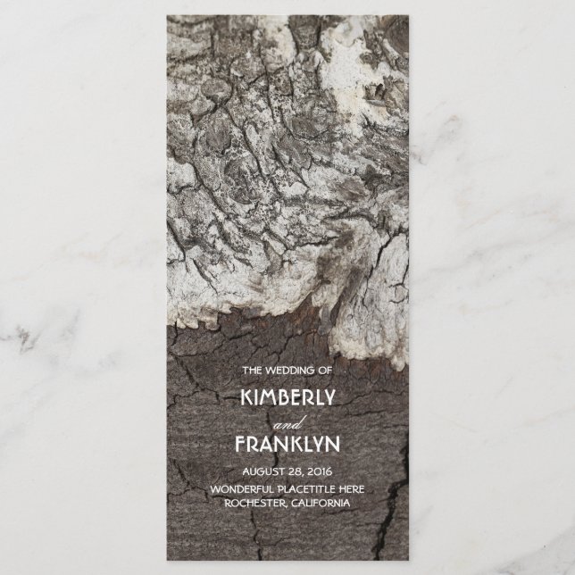 Programas rústicos de bodas en el campo Birch Bark (Anverso)