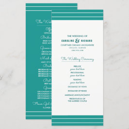 Programas turquesa de boda elegante y blanca