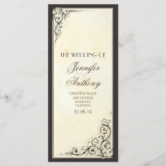 programas vintage de bodas (Anverso)