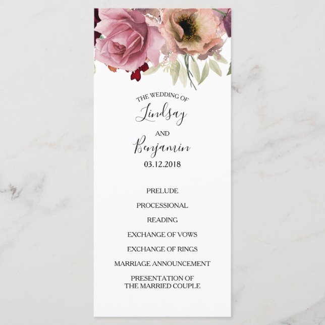 Programas Vintage Floral Fall Wedding (Anverso)
