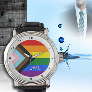 Progreso reloj con bandera arcoiris, moda LGBTQ y