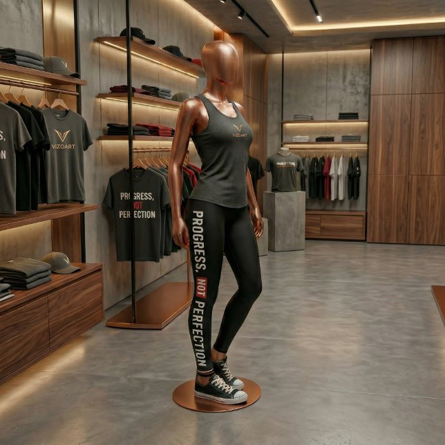 Progress Not Perfection Gym Leggings (Premium gym leggings with bold motivation design. Stay consistent and achieve real results.)