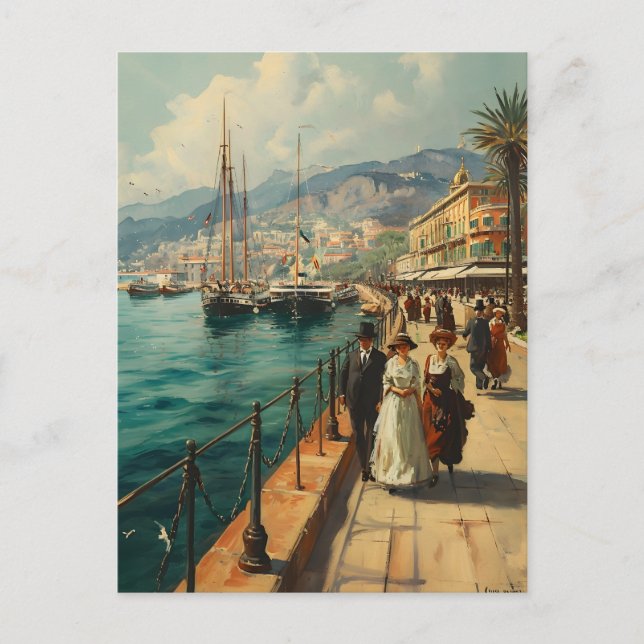 Promenade de la Riviera Francesa: postal vintage (Anverso)