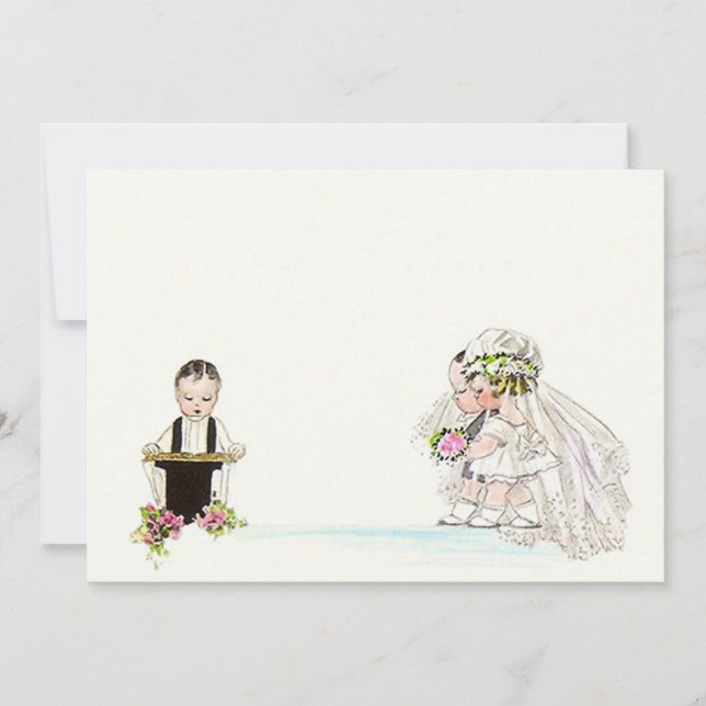 Promesa de Boda Vintage Novia Novio Invitación en  (Anverso)