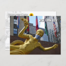 Prometeo con máscara facial - postal de NYC