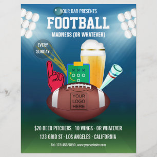 Promoción de menú de evento de fútbol en bar agreg