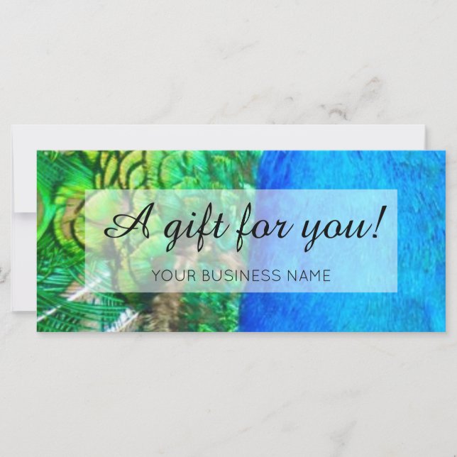 Promoción de negocio de temas de pavo real (Anverso)