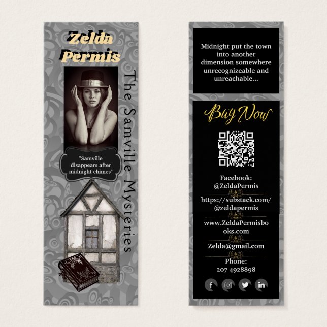 Promoción del autor: misterio gris negro (Anverso y reverso)