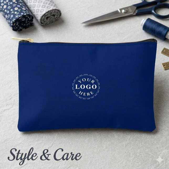 Promociona tu marca Bolsa pequeña personalizada de (Promote Your Brand Navy Small Custom Accessory Pouch)