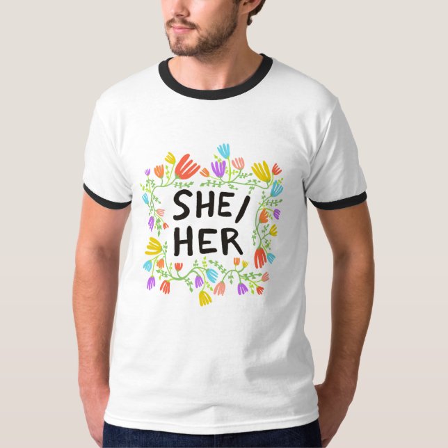 Pronouns arcoiris con coloridas camisetas (Anverso)