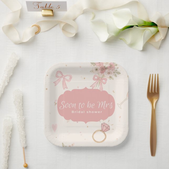 Pronto será la Sra plato de papel (Boda)