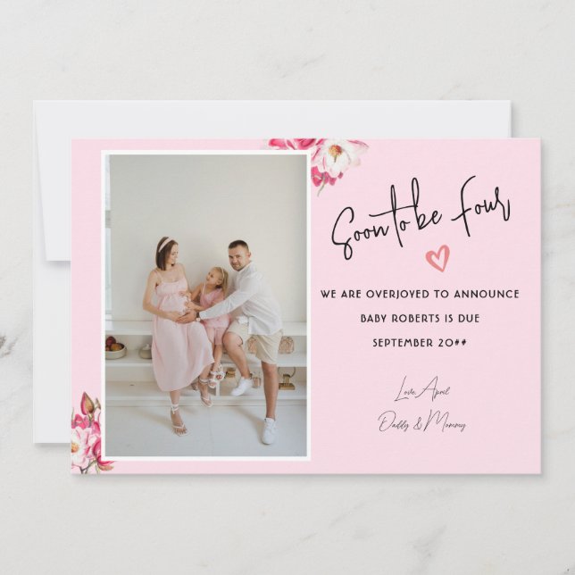 Pronto serán 4 2 fotos Invitación de embarazo (Anverso)