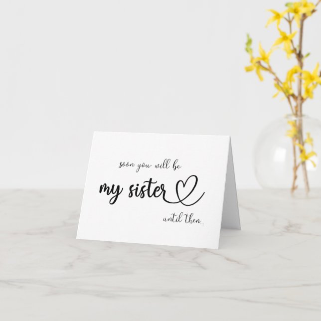 Pronto serás mi hermana hasta entonces tarjeta dob (flor amarilla)
