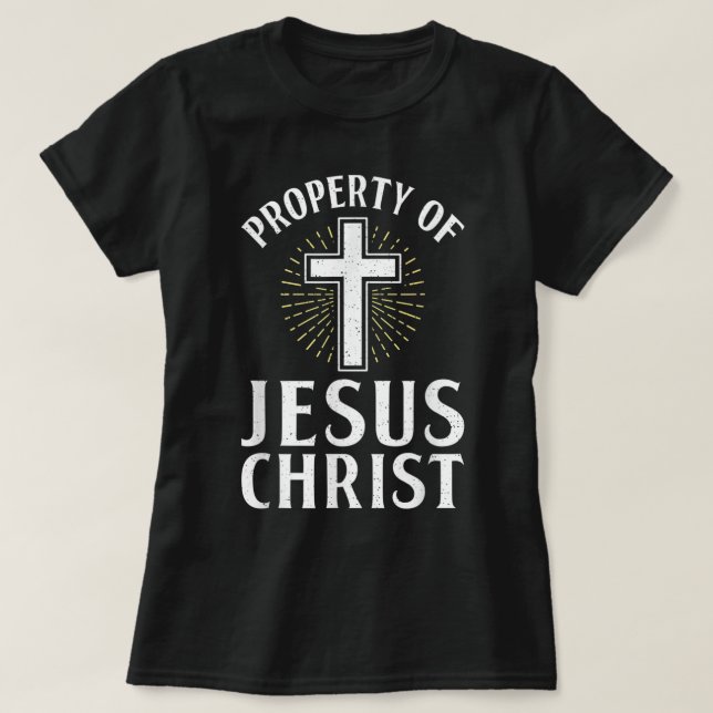 Propiedad de Jesucristo Dios Camiseta Religiosa (Diseño del anverso)