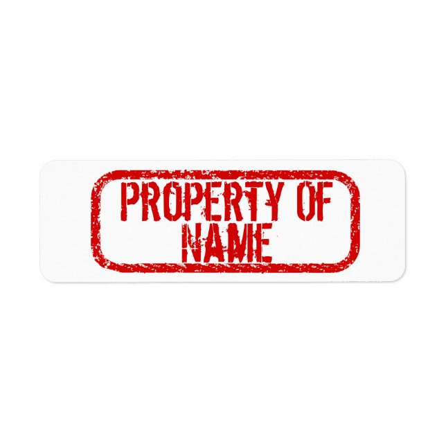 "Propiedad de" nombre pegatinas personalizados (Frente)