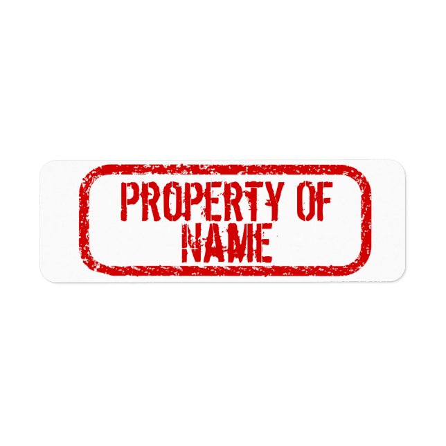 "Propiedad de" nombre pegatinas personalizados (Frente)