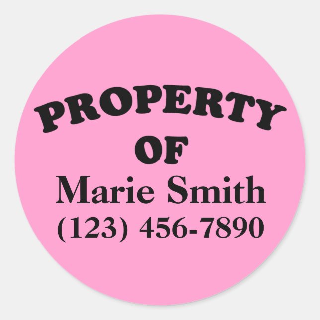 Propiedad del Pegatina Personalizado (Anverso)